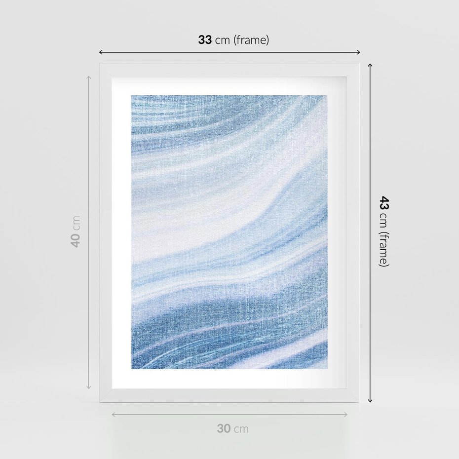 Plakat w ramie 30x40 - Abstrakcyjna akwarela - abstrakcja, akwarela - rama biała