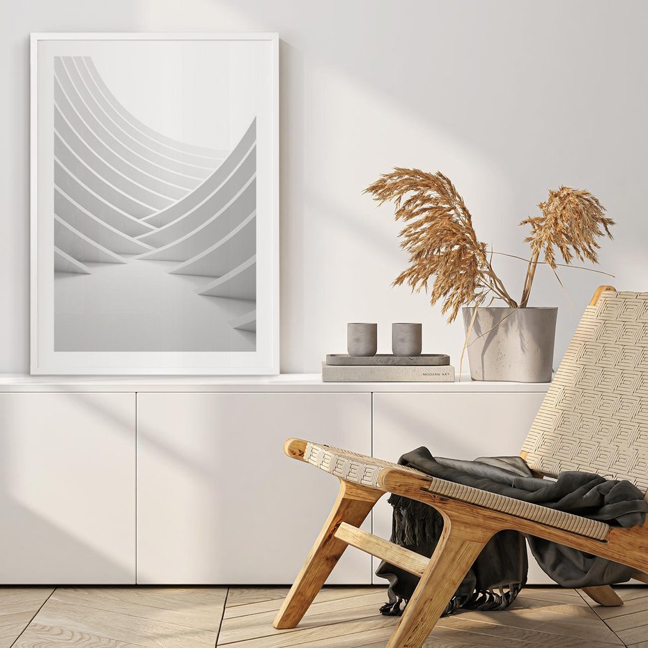 Plakat w ramie 40x50 - Nowoczesna Ekspresja - abstrakcja, 3D - rama biała