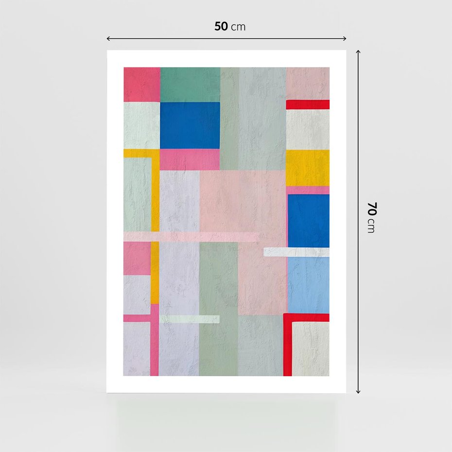 Plakat bez ramy 50x70 - Rozbijające Granice Wyobraźni - abstrakcyjne geometryczne kształty, olejny obraz