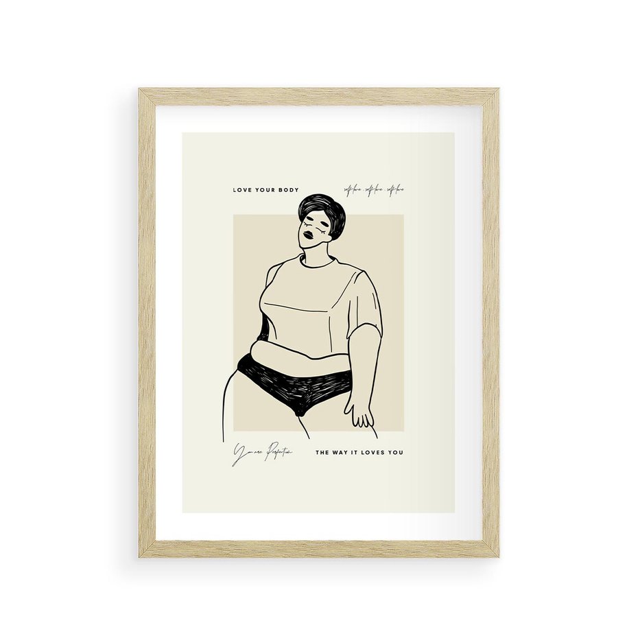 Plakat w ramie 30x40 - Elegancja Kobiecej Formy - nowoczesna sztuka kobieca, plakat - rama drewno