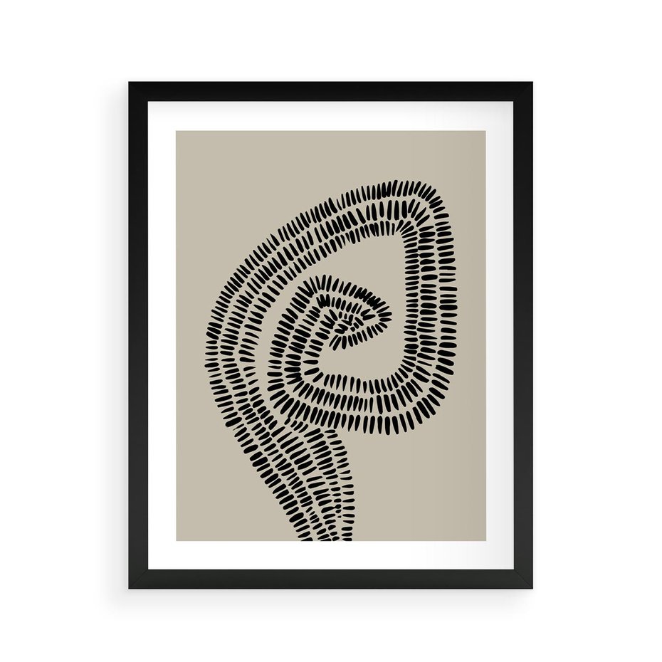 Plakat w ramie 40x50 - Nowoczesne Spektrum Wyobraźni - boho plakat, czarne kropki kreski - rama czarna