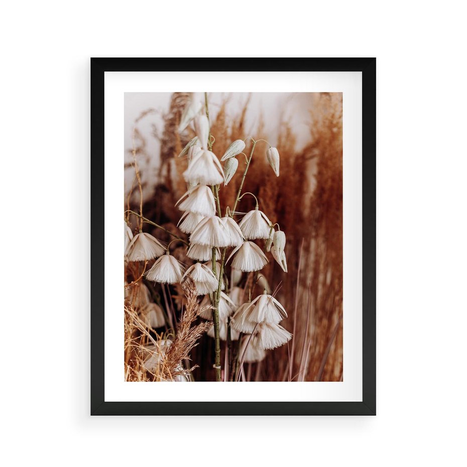 Plakat w ramie 40x50 - Boho Styl z Suchymi Trawami - suche trawy, bogo styl - rama czarna