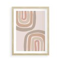 Plakat w ramie 50x70 - Migotliwe Tęczowe Przestrzenie - abstakcyjne tęcze, delikatne odcienie beżu - rama drewno