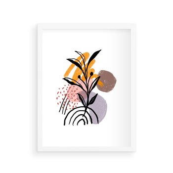 Plakat w ramie 50x70 - Migocące Bezgraniczności - abstrakcyjna sztuka, liść monstery - rama biała