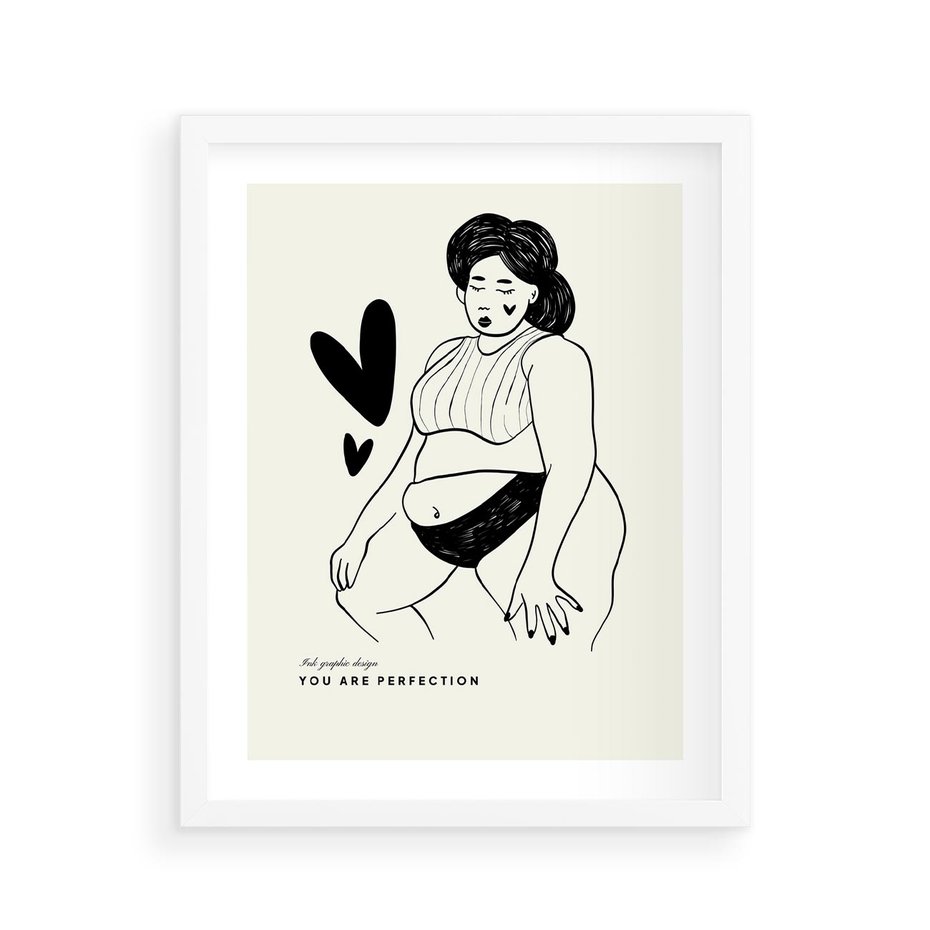 Plakat w ramie 40x50 - Wyrażenie Piękna - rysunek, sztuka nowoczesna - rama biała
