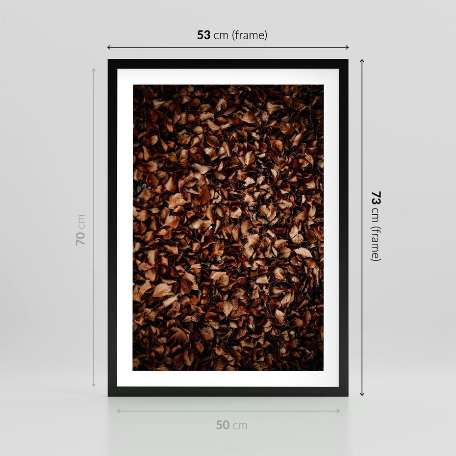 Plakat w ramie 50x70 - Jesienny Dywan - dywan z suchych liści, jesień - rama czarna