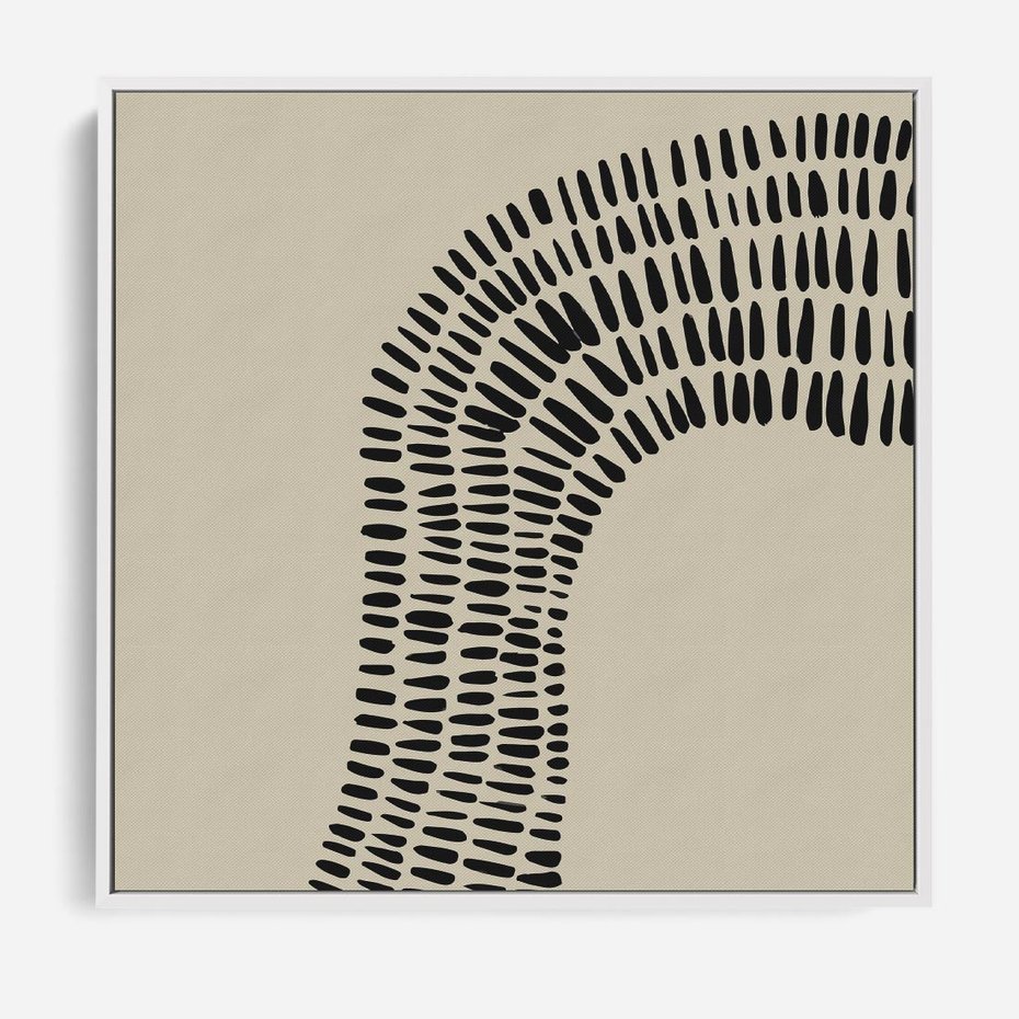 Obraz w ramie 50x50 - Migotliwa Innowacyjna Ekspresja - boho plakat, czarne kropki kreski - rama biała