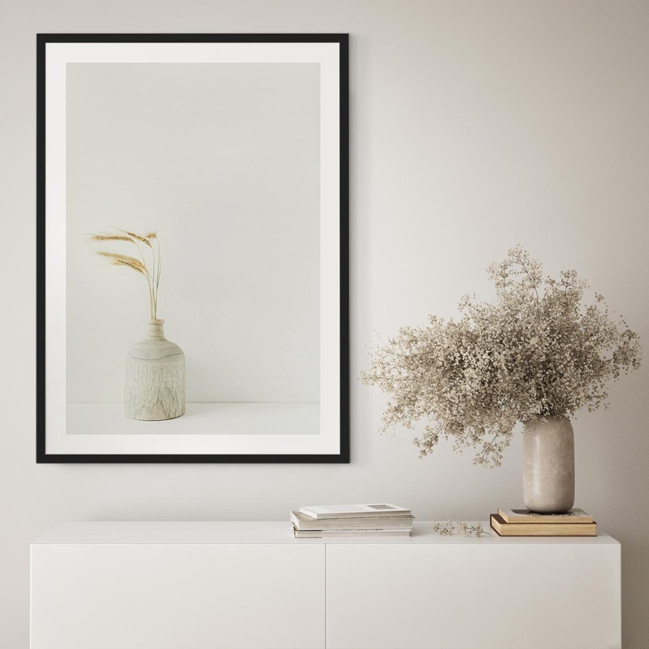 Plakat bez ramy 40x50 - Sztuka Prostoty - minimalistyczny wazon, źdźbła traw