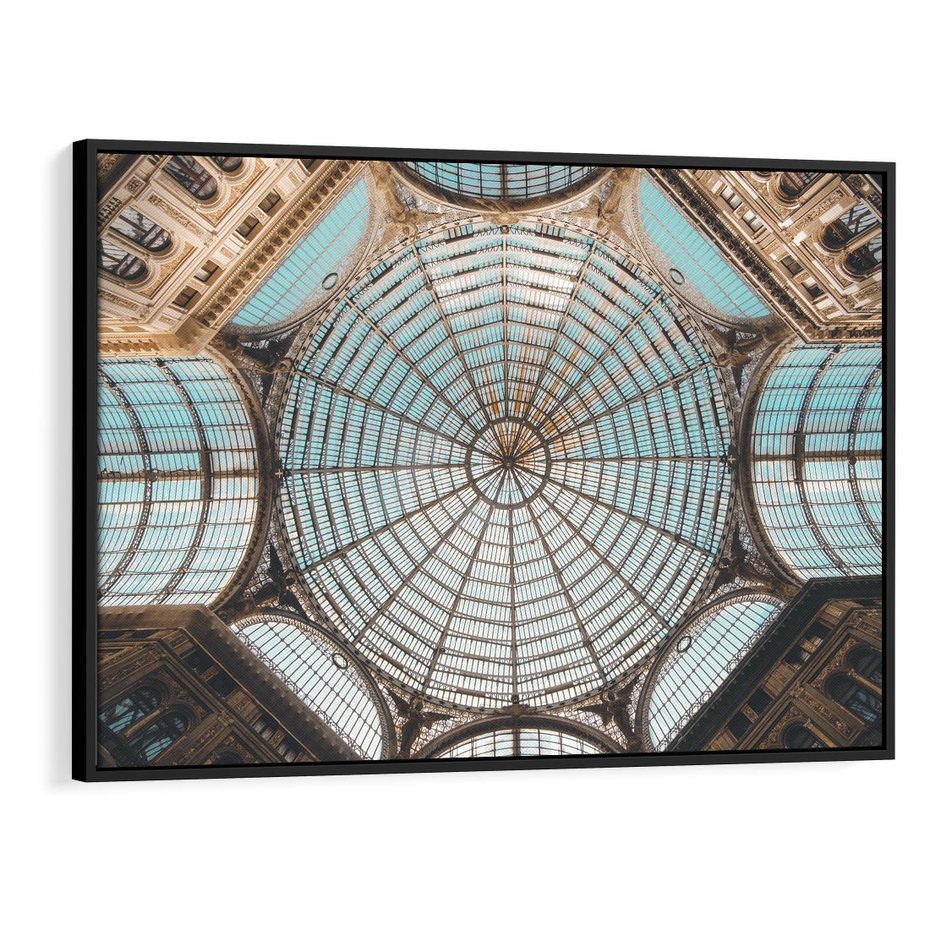 Obraz w ramie 100x70 - Magia Sklepienia - sklepienie, szklany dach - rama czarna