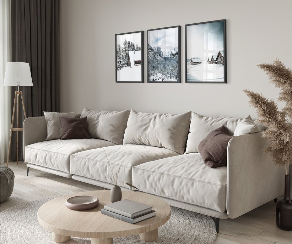 Zestaw obrazy w ramie 50x70 galeria - Górski, pejzaż, śnieg, zima - rama czarna