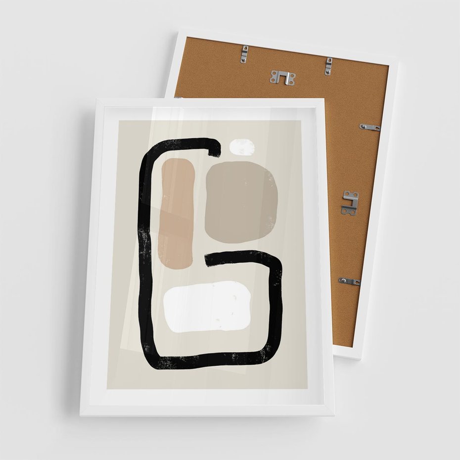 Plakat w ramie 50x70 - Kształtne Formy - geometryczne nieregularne kształty, nowoczesna kompozycja - rama biała