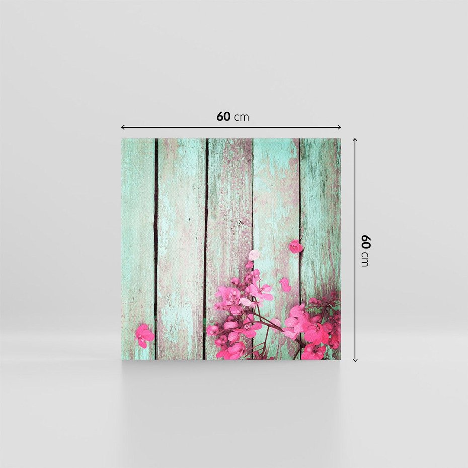 Obraz na płótnie 60x60 - Urok Dawnych Czasów - kwiaty, deski