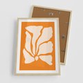 Plakat w ramie 50x70 - Wibracje Barw - abstrakcyjny boho plakat, pomarańczowe tło - rama drewno