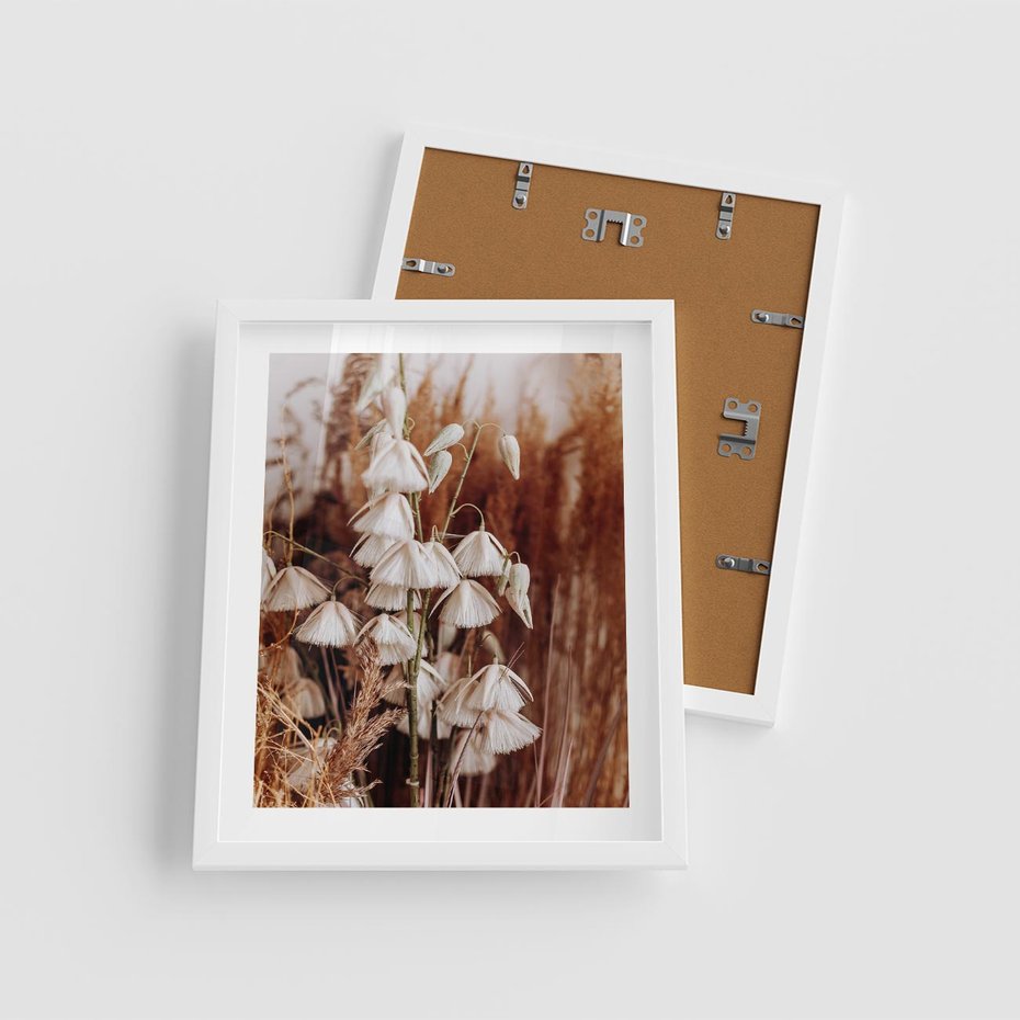 Plakat w ramie 40x50 - Boho Styl z Suchymi Trawami - suche trawy, bogo styl - rama biała