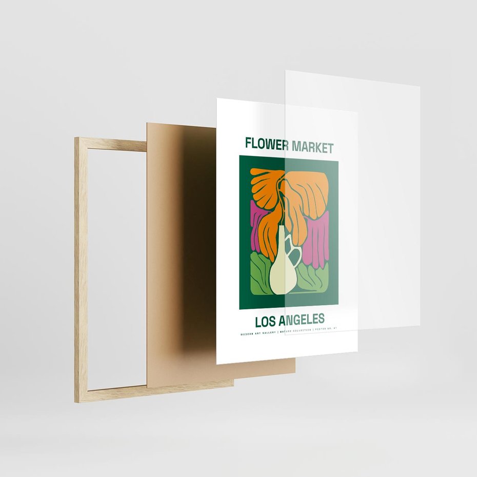 Plakat w ramie 50x70 - Przenikające Kontury - minimalizm, plakat - rama drewno