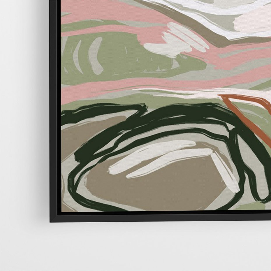 Obraz w ramie 50x70 - Szarawe Wzgórza - pastelowy krajobraz, nowoczesny plakat - rama czarna