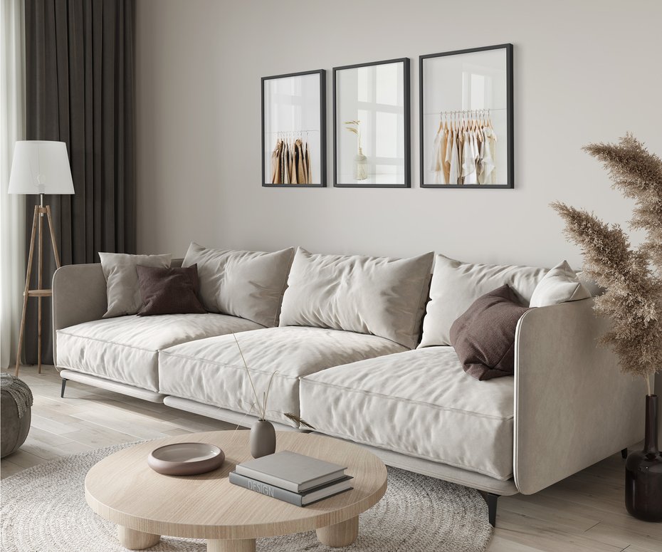 Zestaw obrazy w ramie 40x50 galeria - Garderoba, minimalizm, wieszaki, skandi - rama czarna