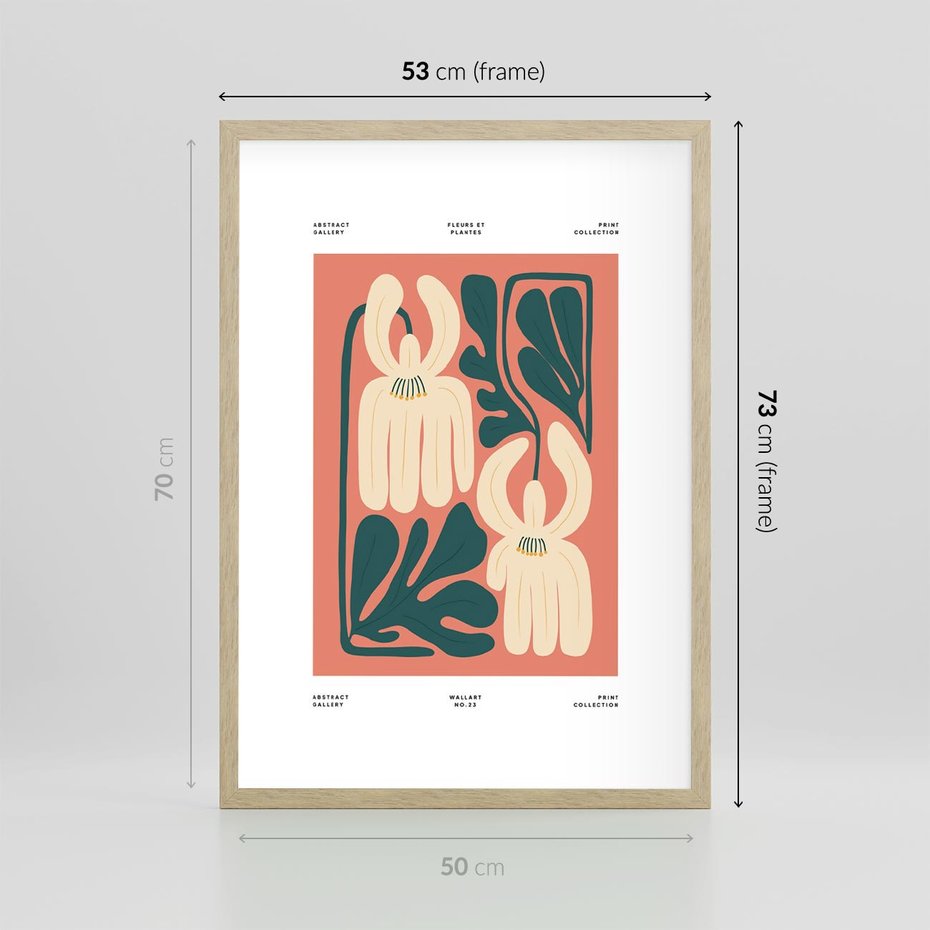 Plakat w ramie 50x70 - Migotliwe Echa - kwiaty, nowoczesna abstrakcja - rama drewno