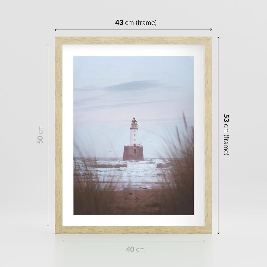 Plakat w ramie 40x50 - Magiczna Aura - latarnia, mgła - rama drewno