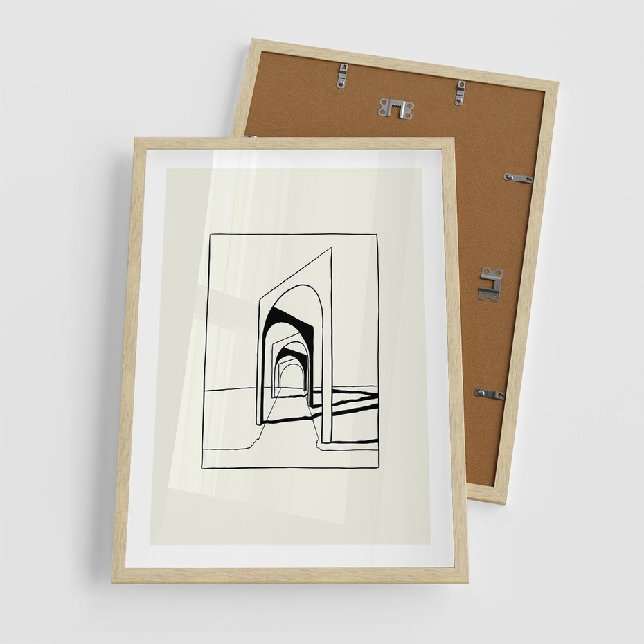 Plakat w ramie 50x70 - Poezja światła i cienia - nowoczesna sztuka, minimalistyczny styl - rama drewno