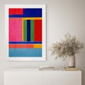 Plakat bez ramy 21x30 - Wnętrza Rozplątanych Barw - abstrakcyjny geometryczny obraz olejny, kolorowe pasy