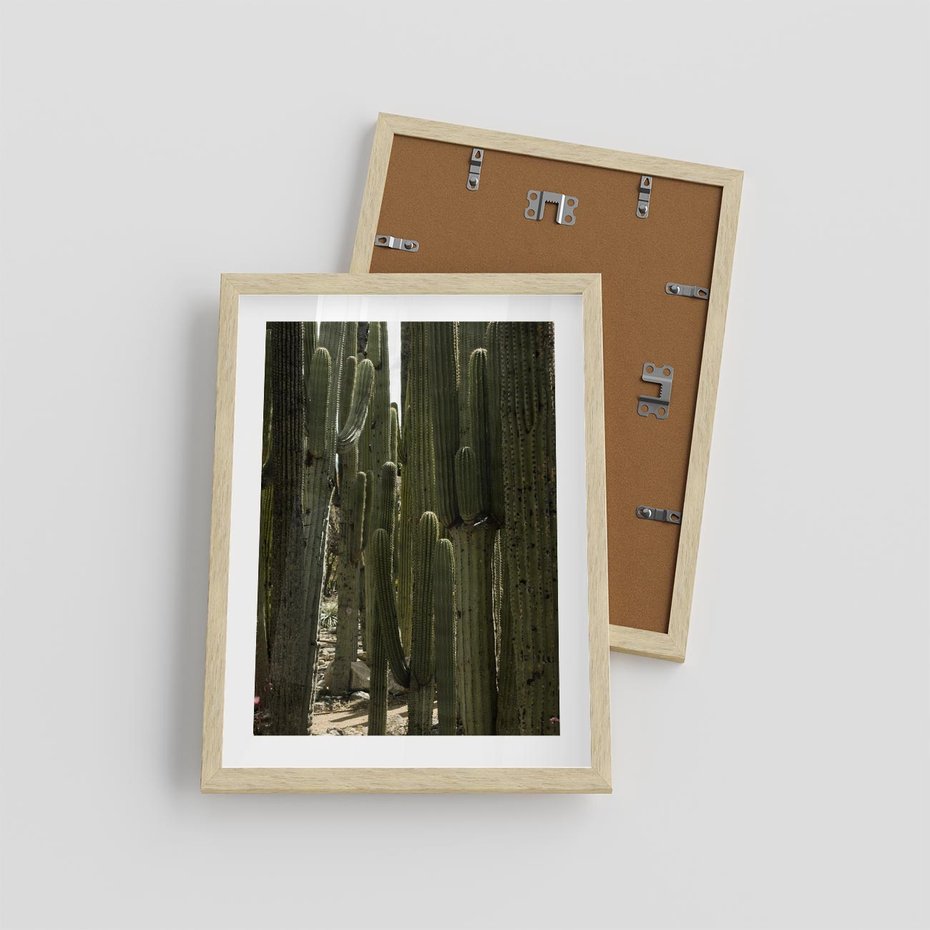 Plakat w ramie 30x40 - Wyjątkowy Klimat Boho - kaktusy, pustynia - rama drewno