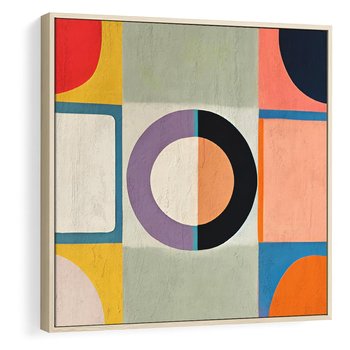 Obraz w ramie 80x80 - Taniec Kształtów Emocji - abstrakcyjne geometryczne kształty, olejny obraz - rama drewno