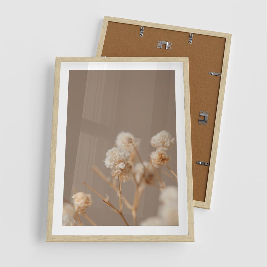 Plakat w ramie 50x70 - Przezroczyste piękno - gipsówka, suche - rama drewno
