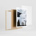 Plakat w ramie 50x70 - Zimowa Magia Gór: Śnieżne Szczyty - grajobraz górski, zima - rama drewno