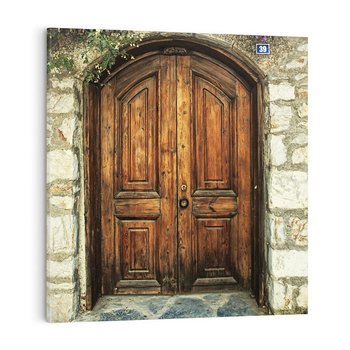 Obraz na płótnie 60x60 - Tajemnicze stare drzwi - stare, drzwi