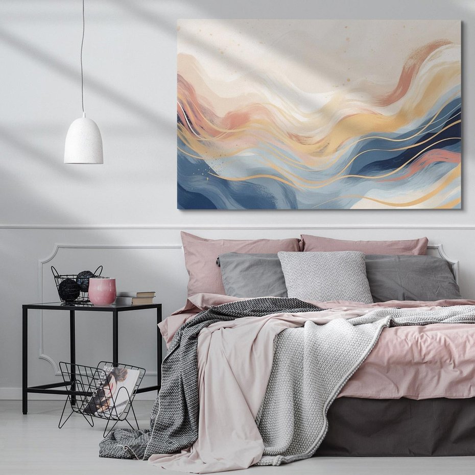 Obraz na płótnie 70x50 - Ukojenie Współczesności - abstrakcyjne fale, gładkie linie