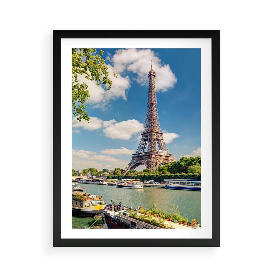 Plakat w ramie 50x70 - Paryżska ikona Francji - wieża Eiffla, Paryż - rama czarna