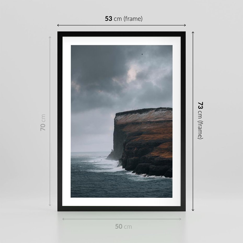 Plakat w ramie 50x70 - Przyroda w Majestacie - fiordy, klify - rama czarna