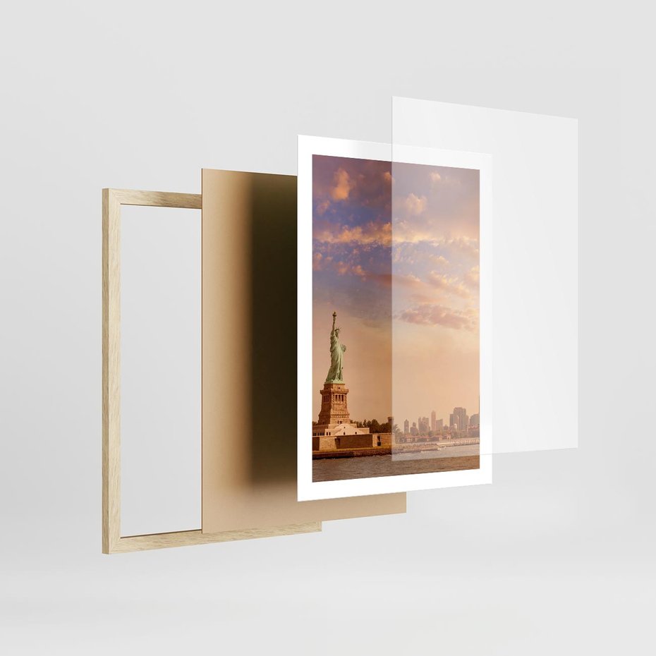 Plakat w ramie 50x70 - Statua wolności w Nowym Jorku - Nowy Jork, statua - rama drewno