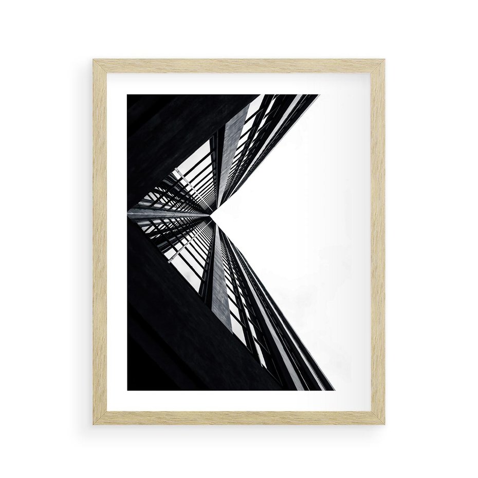 Plakat w ramie 40x50 - Nowoczesność w Linii - architektura, proste linie - rama drewno