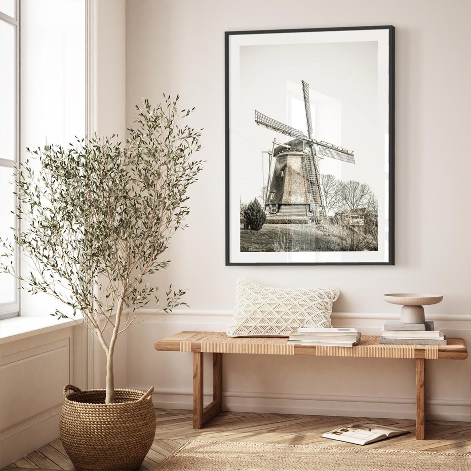 Plakat bez ramy 30x40 - Wiejska Idylla z Młynem - wiatrak, młyn