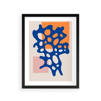 Plakat w ramie 40x50 - Migotliwe Nastroje - abstrakcyjna niebieska forma, dziwne kształty - rama czarna