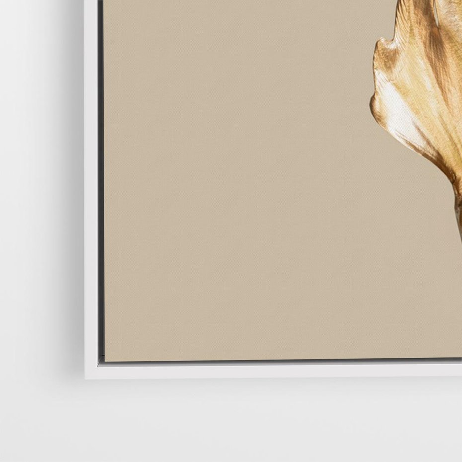 Obraz w ramie 120x80 - Piękno w Detalu - złoty, liść - rama biała