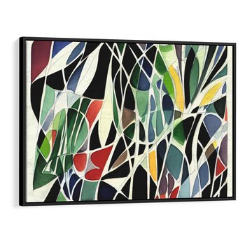 Obraz w ramie 70x50 - Taniec Plam i Kształtów - abstrakcyjny akwarelowy obraz, plamy - rama czarna