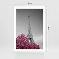 Plakat bez ramy 21x30 - Różowy Paryż - czarno białe zdjęcie, wieża eiffla