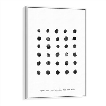 Obraz w ramie 80x120 - Boho Sztuka Wolości - minimalistyczny plakat, czarne kropki na białymtle - rama biała