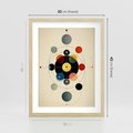 Plakat w ramie 30x40 - Bezgraniczny Taniec Światła - abstrakcyjna geometryczna kompozycja, koła linie - rama drewno