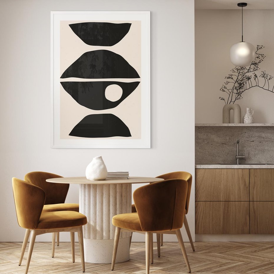 Plakat bez ramy 21x30 - Nowoczesna Sztuka na Beżowym Tle - nowoczesna sztuka, abstrakcja