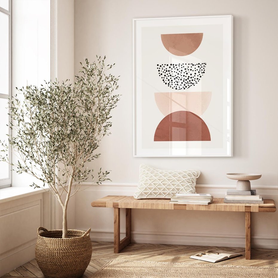 Plakat bez ramy 30x40 - Geometryczna Harmonia w Brązach i Beżach - geometryczne kształty, brązy i beże