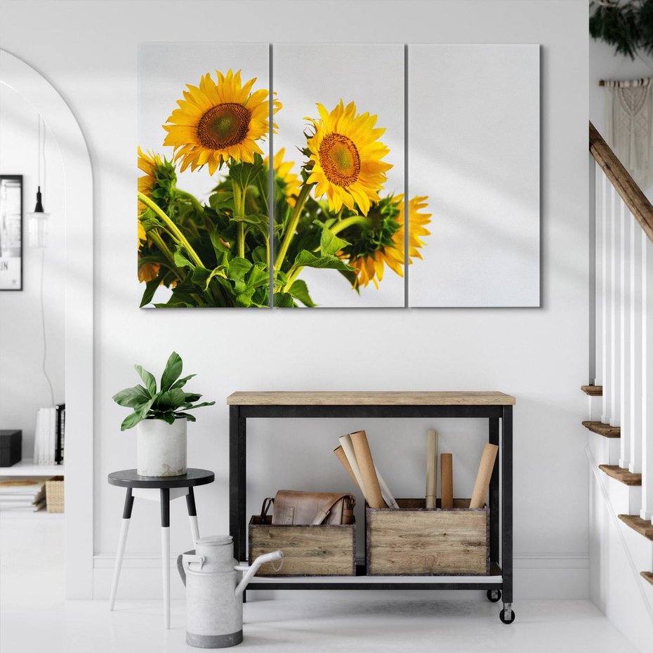 Obraz na płótnie 120x80 - Słoneczna Radość - fotografia, żółte słoneczniki