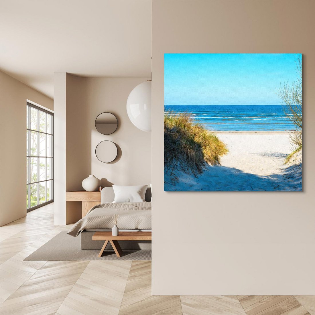 Obraz na płótnie 40x40 - Spokój nad brzegiem morza - plaża, morze