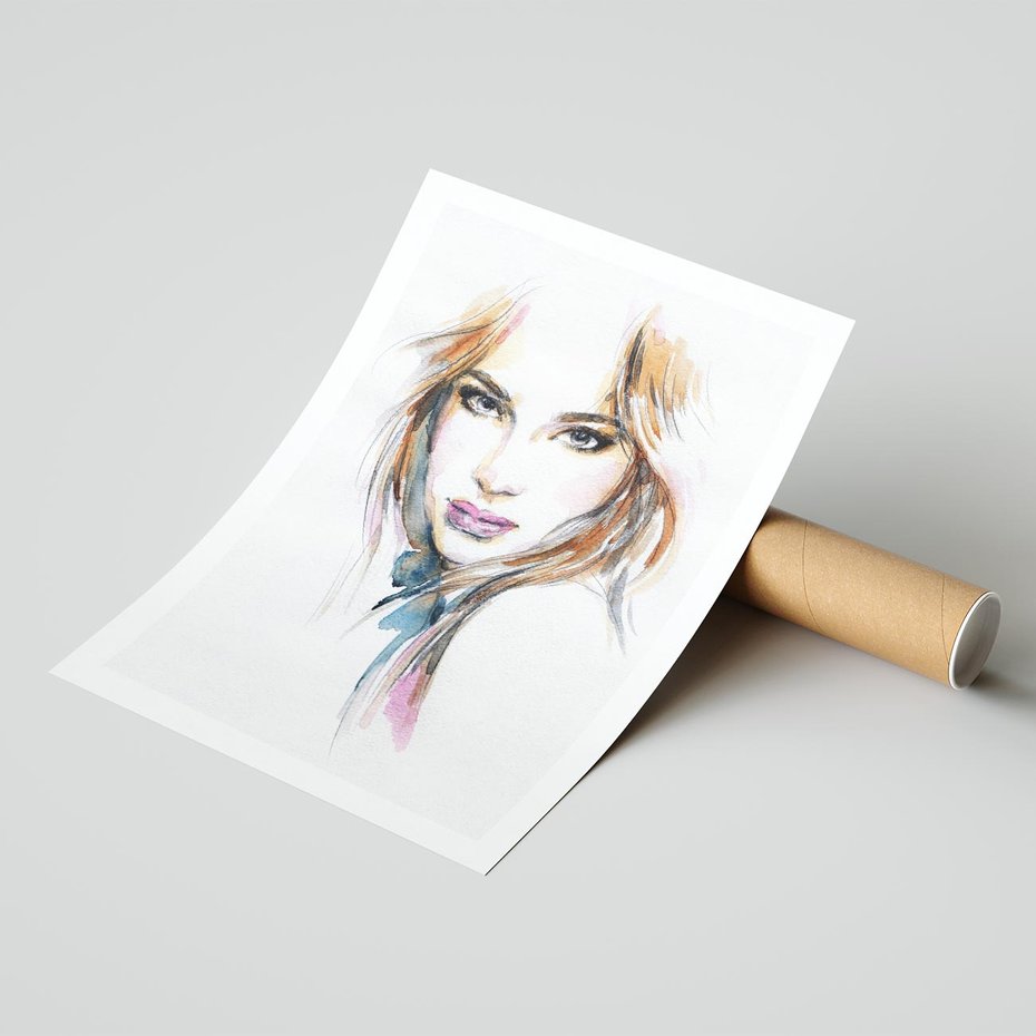 Plakat bez ramy 21x30 - Abstrakcyjny portret kobiecy - grafika, kobieta