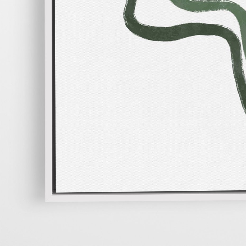 Obraz w ramie 70x100 - Zielony Profil - abstrakcja, zielony portret z profilu - rama biała