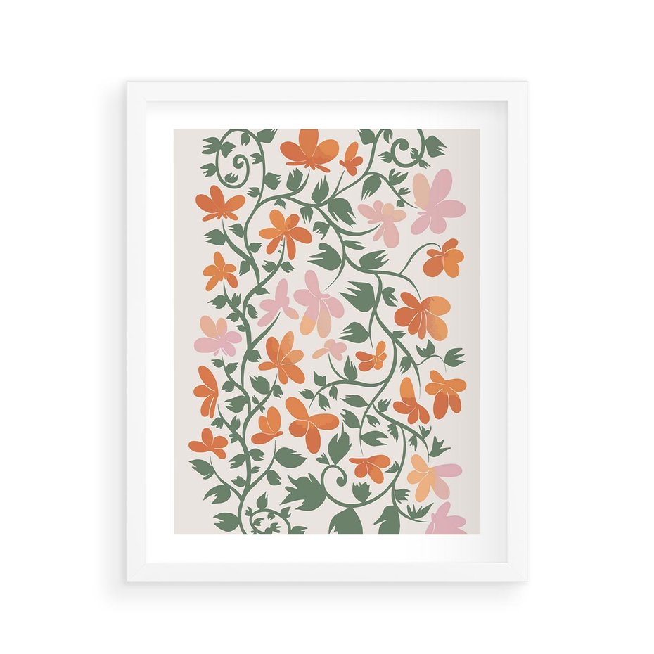 Plakat w ramie 40x50 - Kwiatowa Refleksja - kwiaty polne, plakat - rama biała