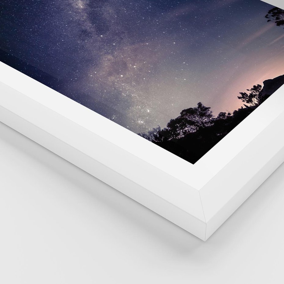 Plakat w ramie 30x40 - Gwiaździste Ujęcie - gwiaździste niebo, noc - rama biała